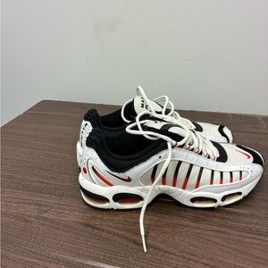 Nike White and Black air max with Red Accents